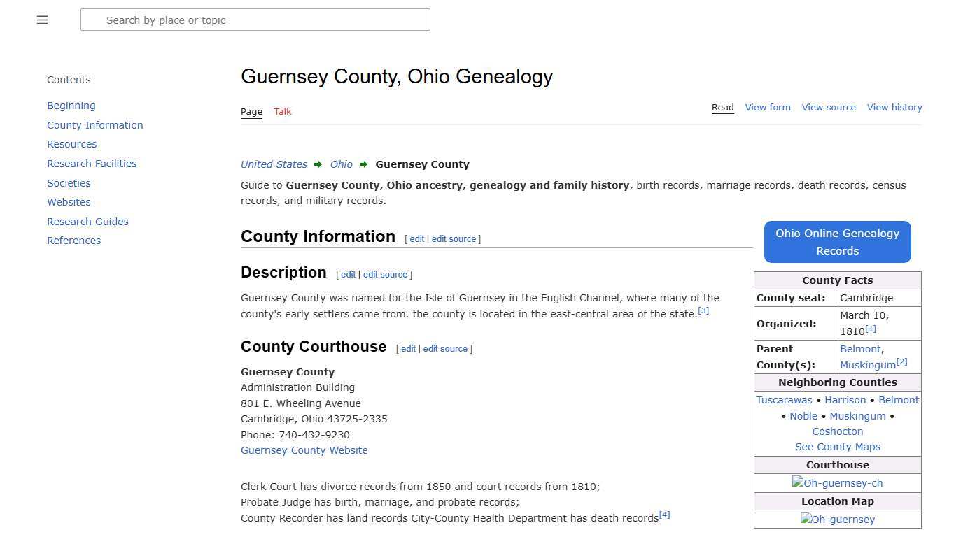 Guernsey County, Ohio Genealogy • FamilySearch