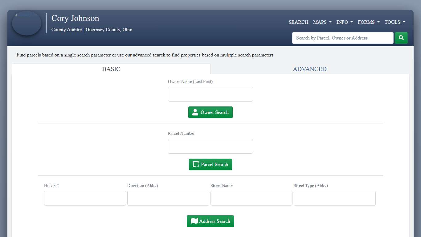 Advanced Search - County Auditor Website, Guernsey County, Ohio